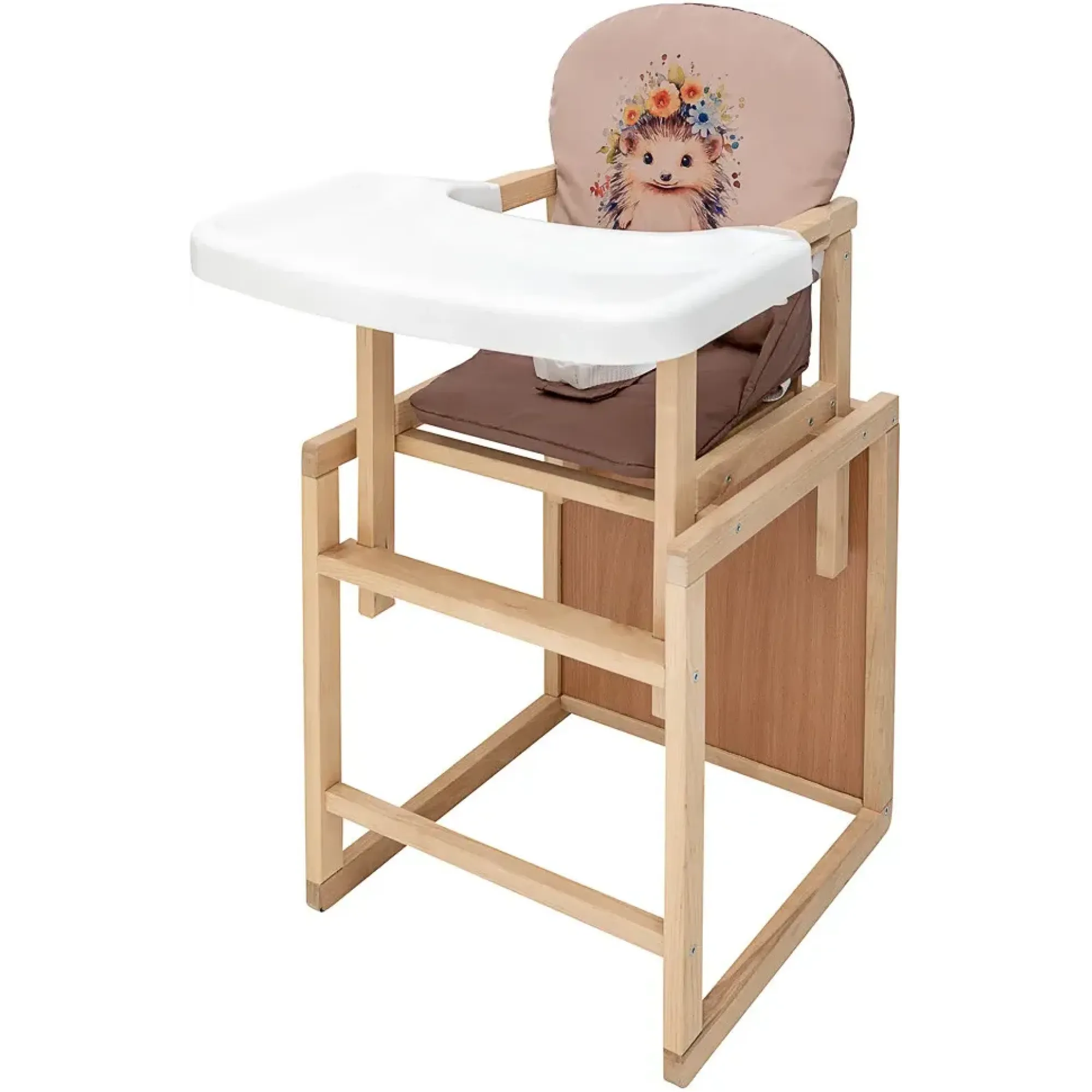 Стільчик-трансформер Babyroom Пеппі-230 eko капучино / шоколад (їжачок, квіти)