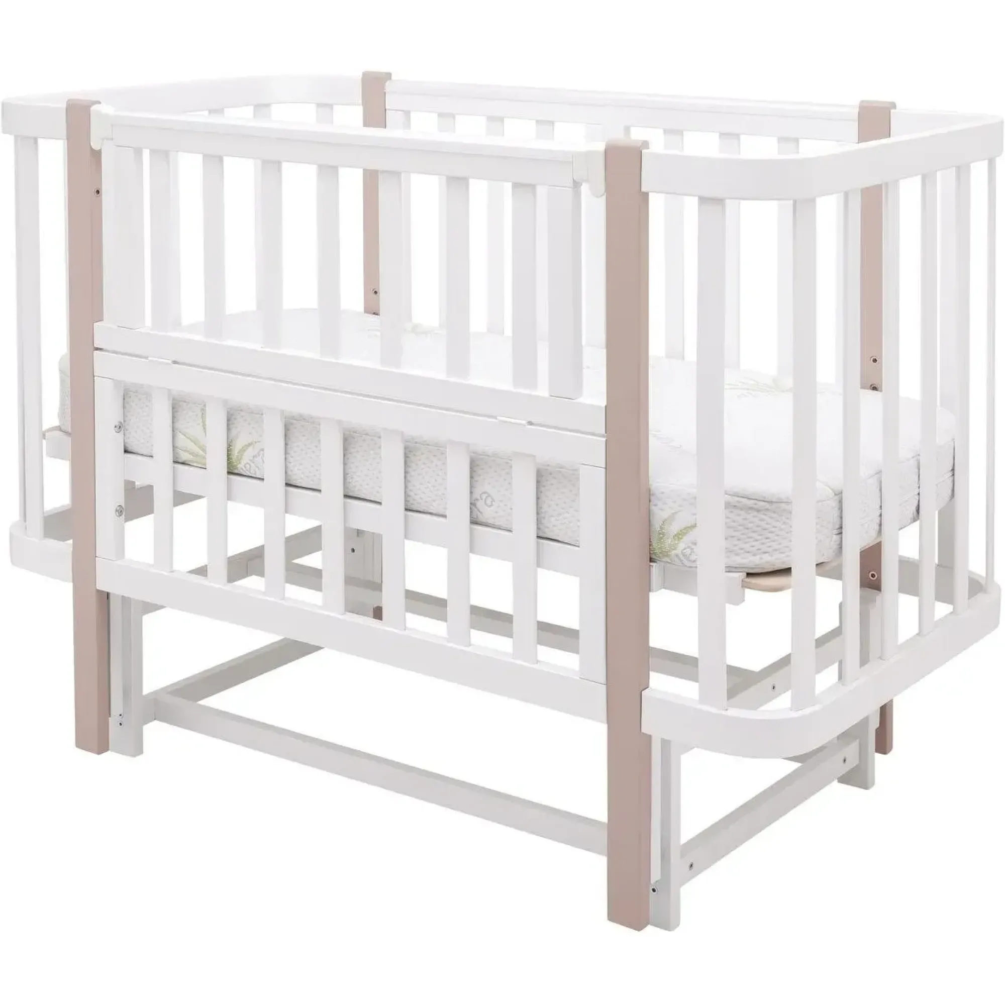 Ліжко Babyroom Місяць LU-2 маятник білий / капучино