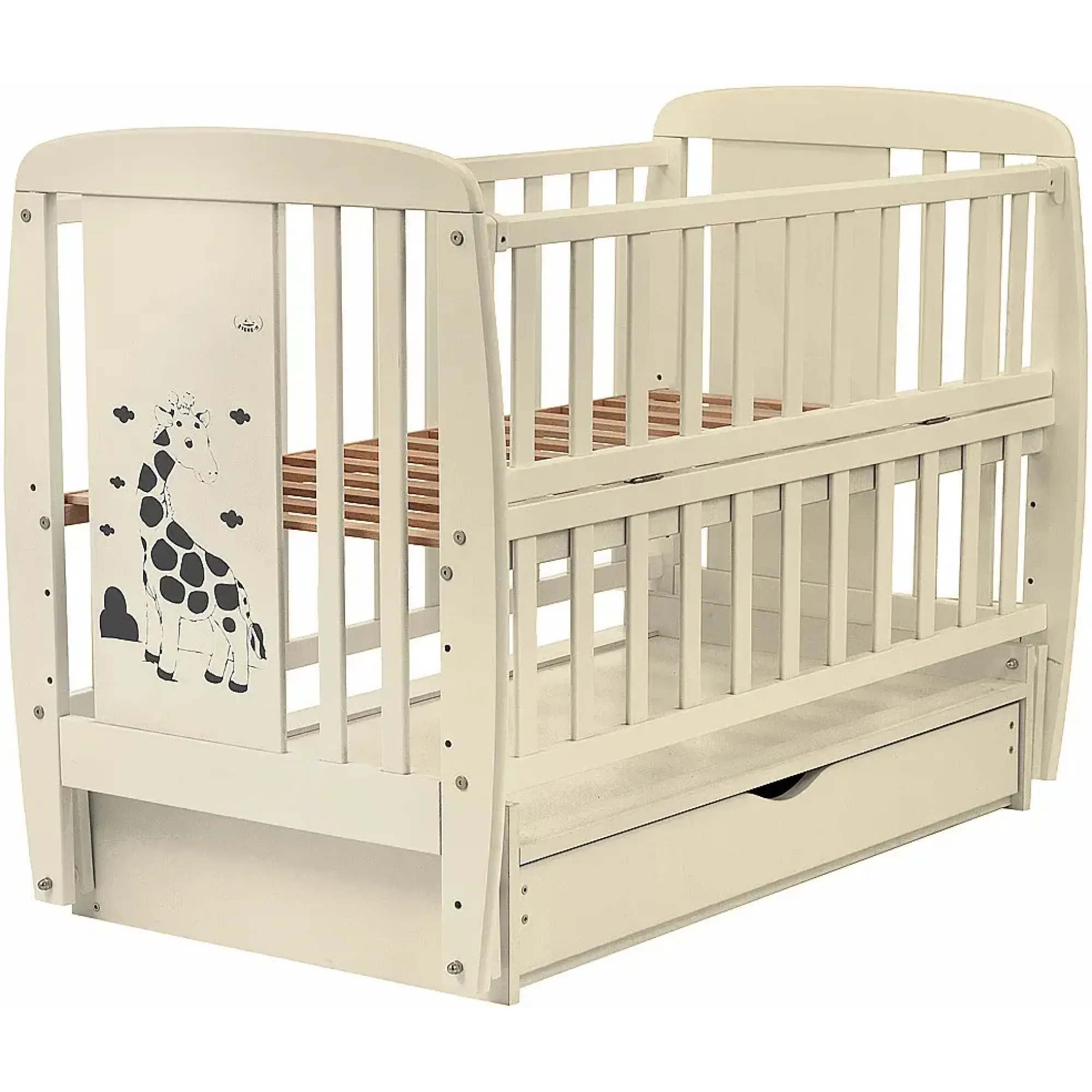 Ліжко Babyroom Жирафік DJMYO-3 маятник, ящик, відкидний бік бук слонова кістка
