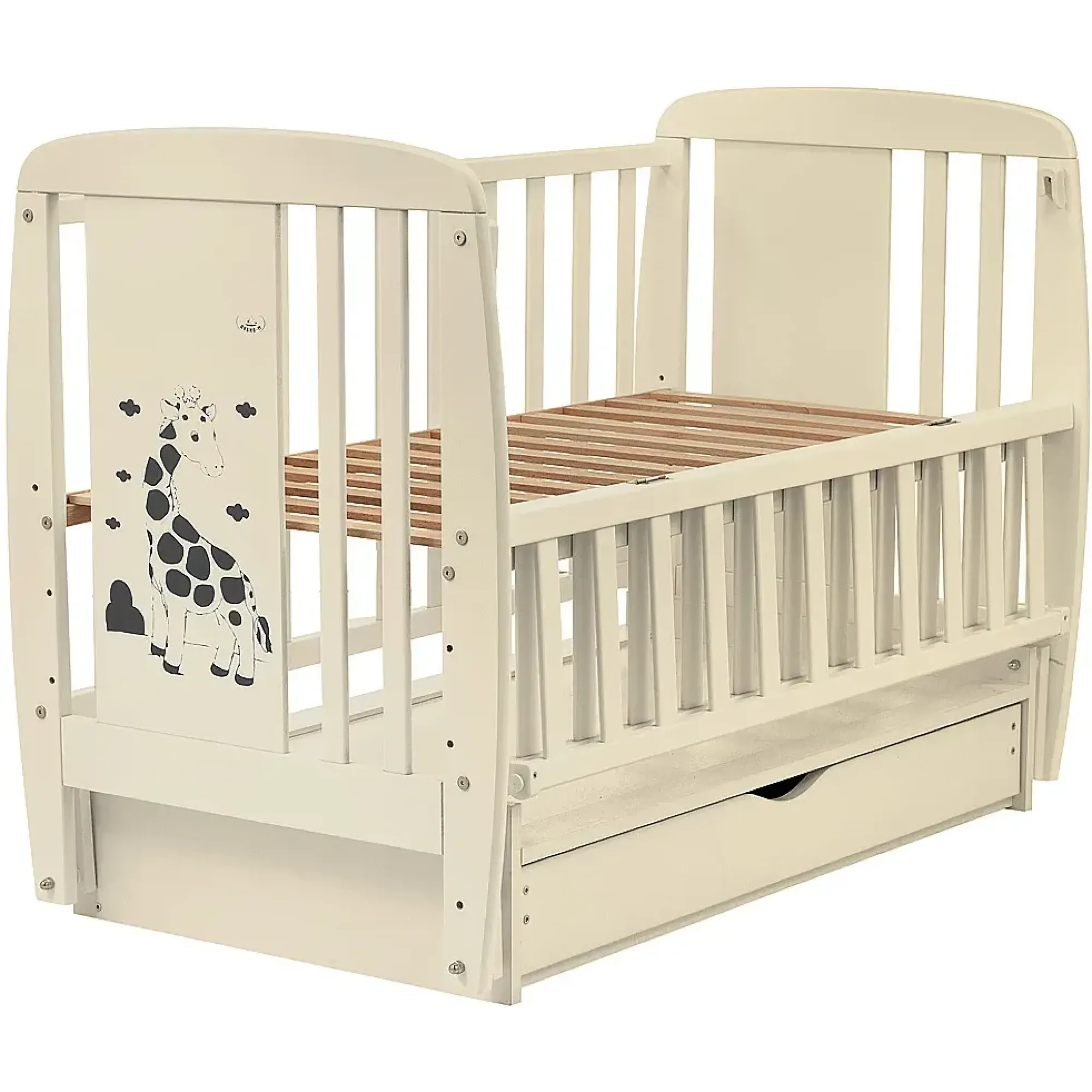 Ліжко Babyroom Жирафік DJMYO-3 маятник, ящик, відкидний бік бук слонова кістка