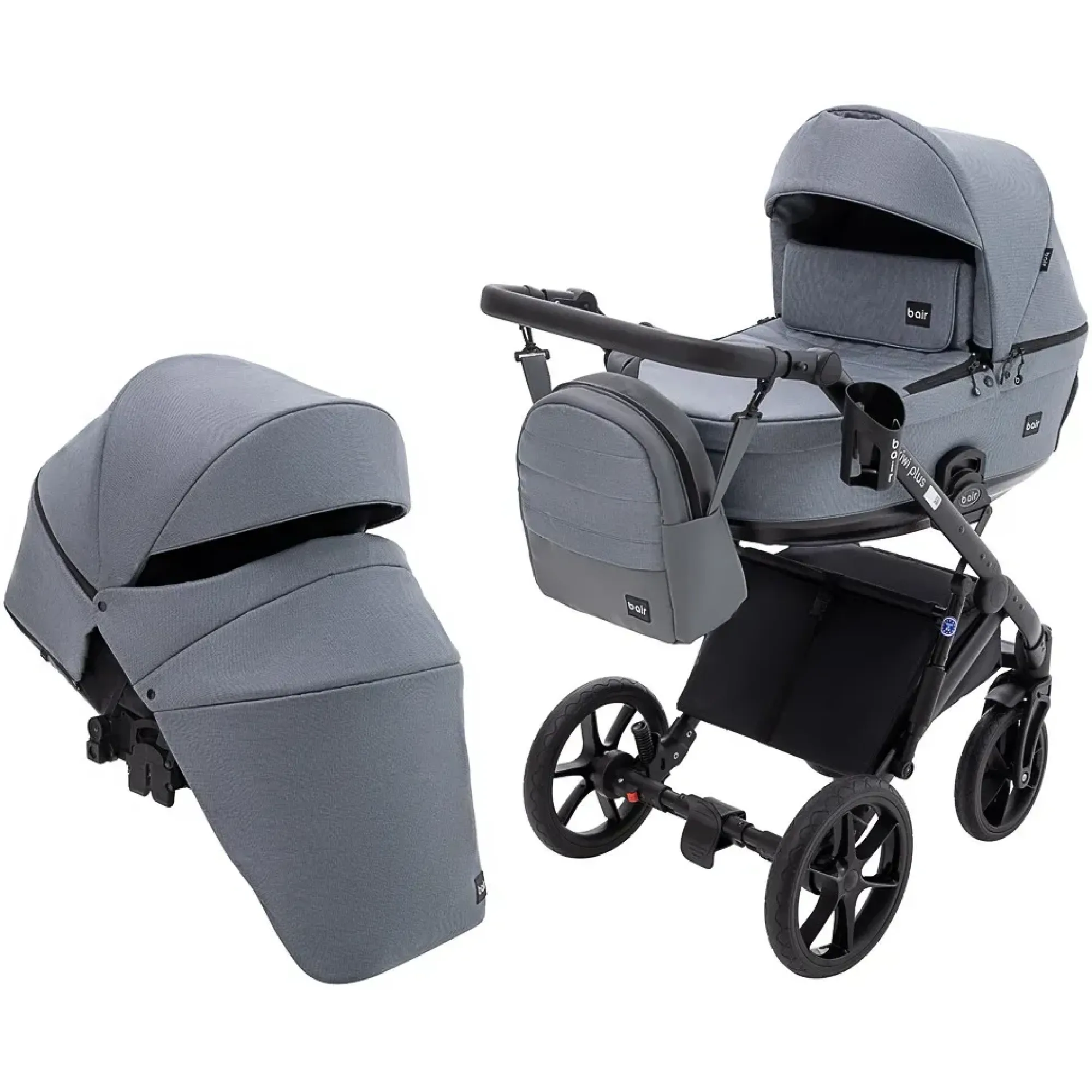 Коляска 2 в 1 Bair Kiwi Plus Soft BKP-218 сірий