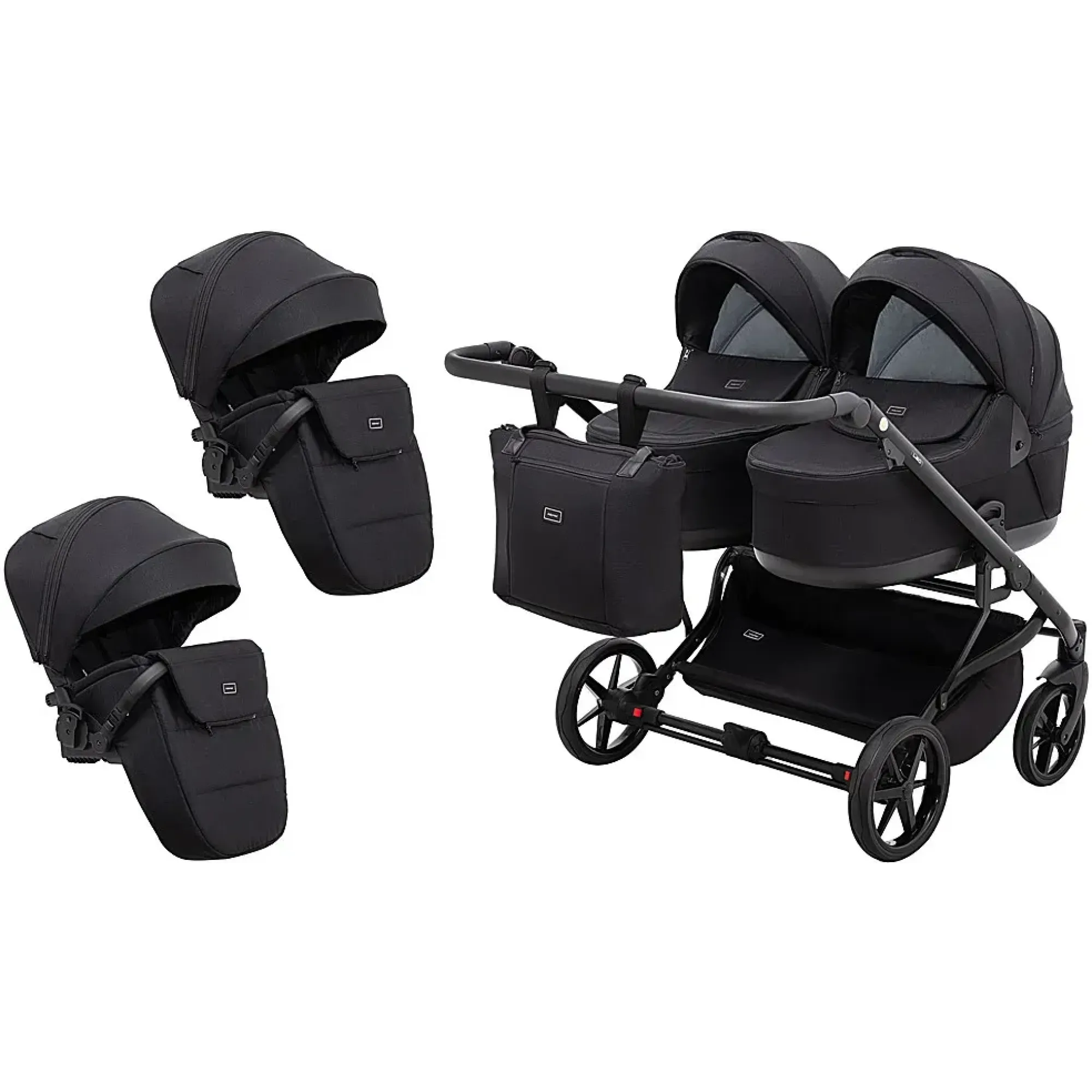 Коляска 2 в 1 для двійні Adamex Leo Duo Tip TK-53 чорний