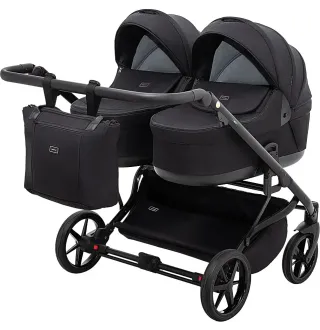 Коляска 2 в 1 для двійні Adamex Leo Duo Tip TK-53 чорний