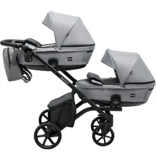 Коляска 2 в 1 для двійні Bair Kiwi DUO Soft BKP-218 сірий