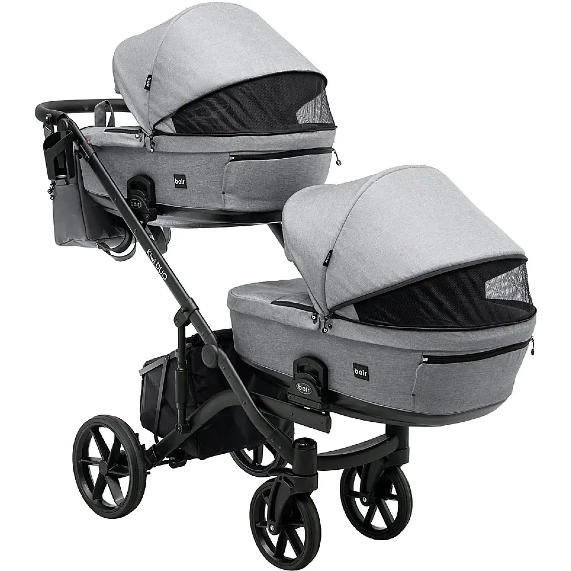 Коляска 2 в 1 для двійні Bair Kiwi DUO Soft BKP-218 сірий