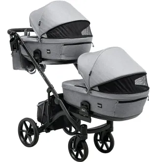 Коляска 2 в 1 для двійні Bair Kiwi DUO Soft BKP-218 сірий