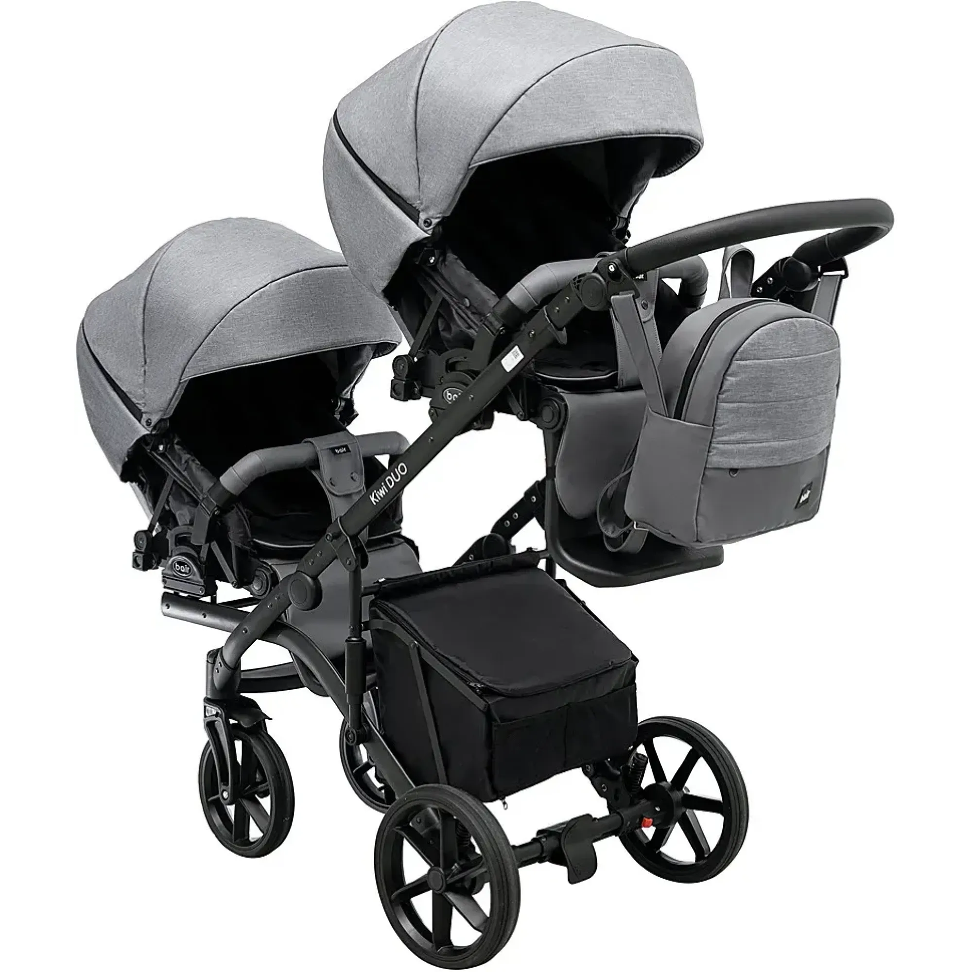 Коляска 2 в 1 для двійні Bair Kiwi DUO Soft BKP-218 сірий