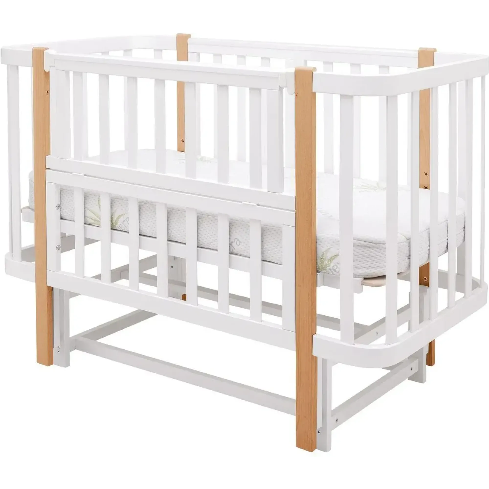 Ліжко Babyroom Місяць LU-2 маятник білий / натуральний