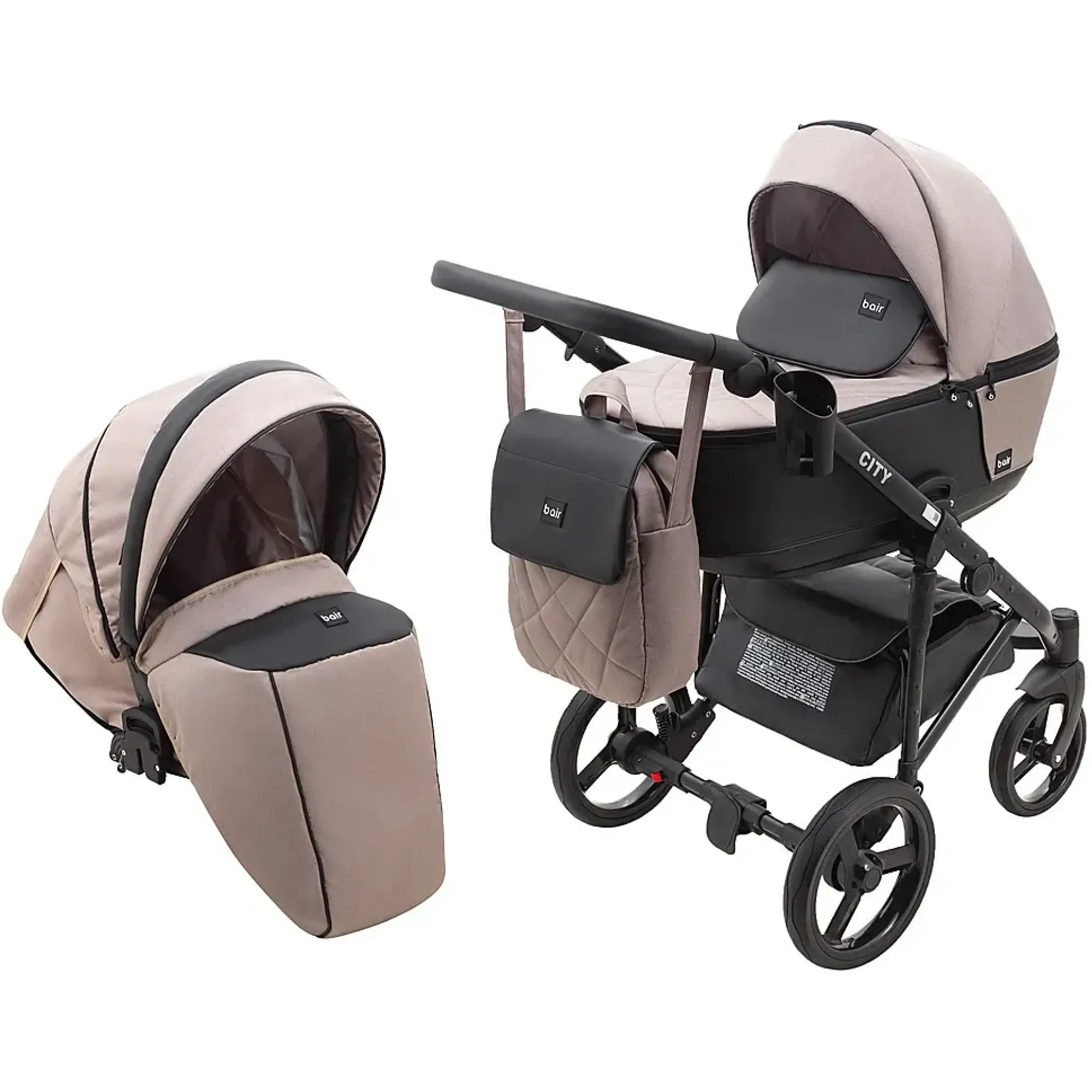 Коляска 2 в 1 Bair City Soft 455 капучино / чорний