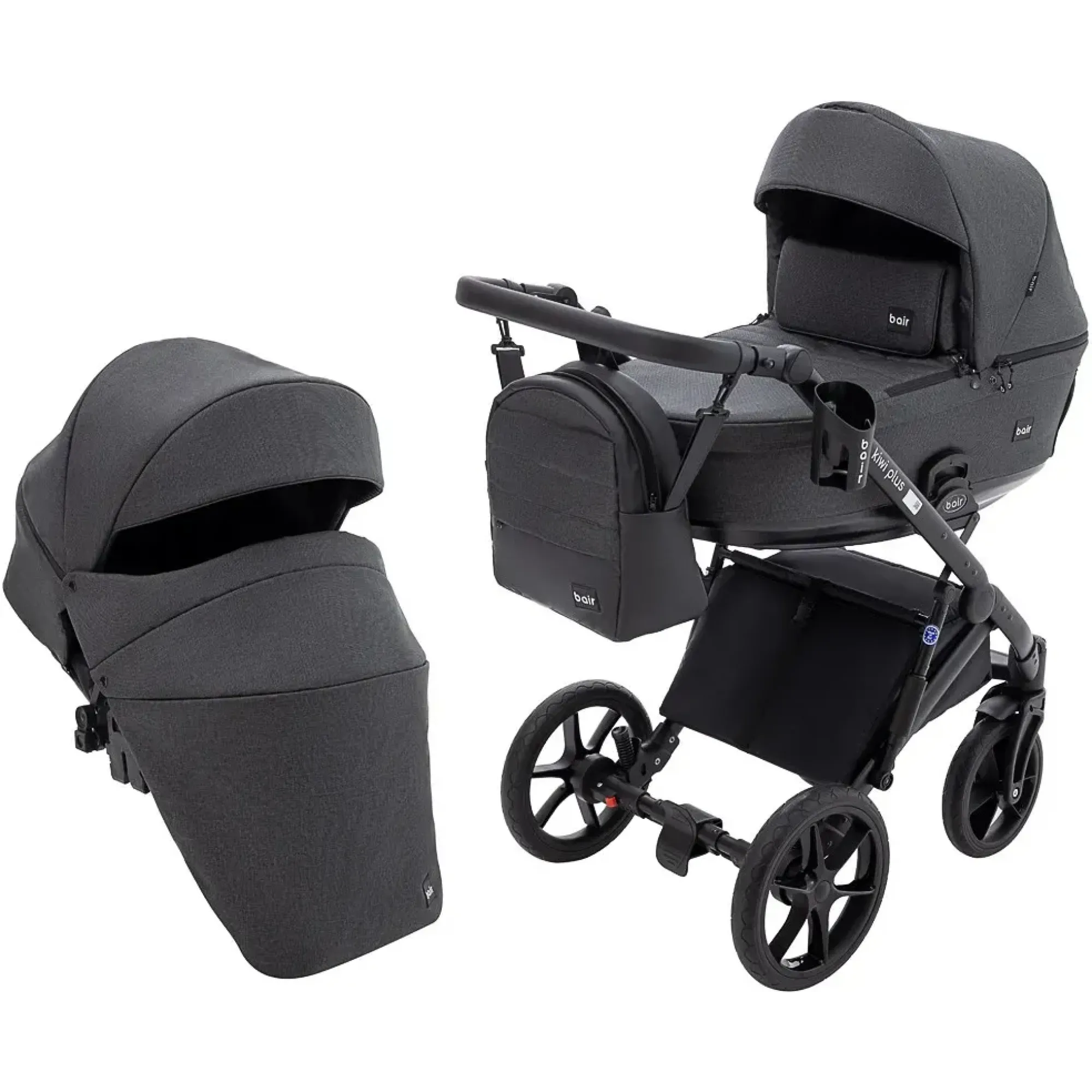 Коляска 2 в 1 Bair Kiwi Plus Soft BKP-219 графіт
