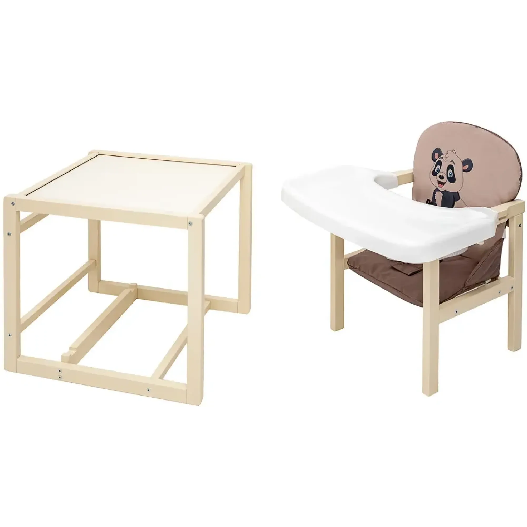 Стільчик-трансформер Babyroom Пеппі-260 слонова кістка капучино / шоколад (панда)