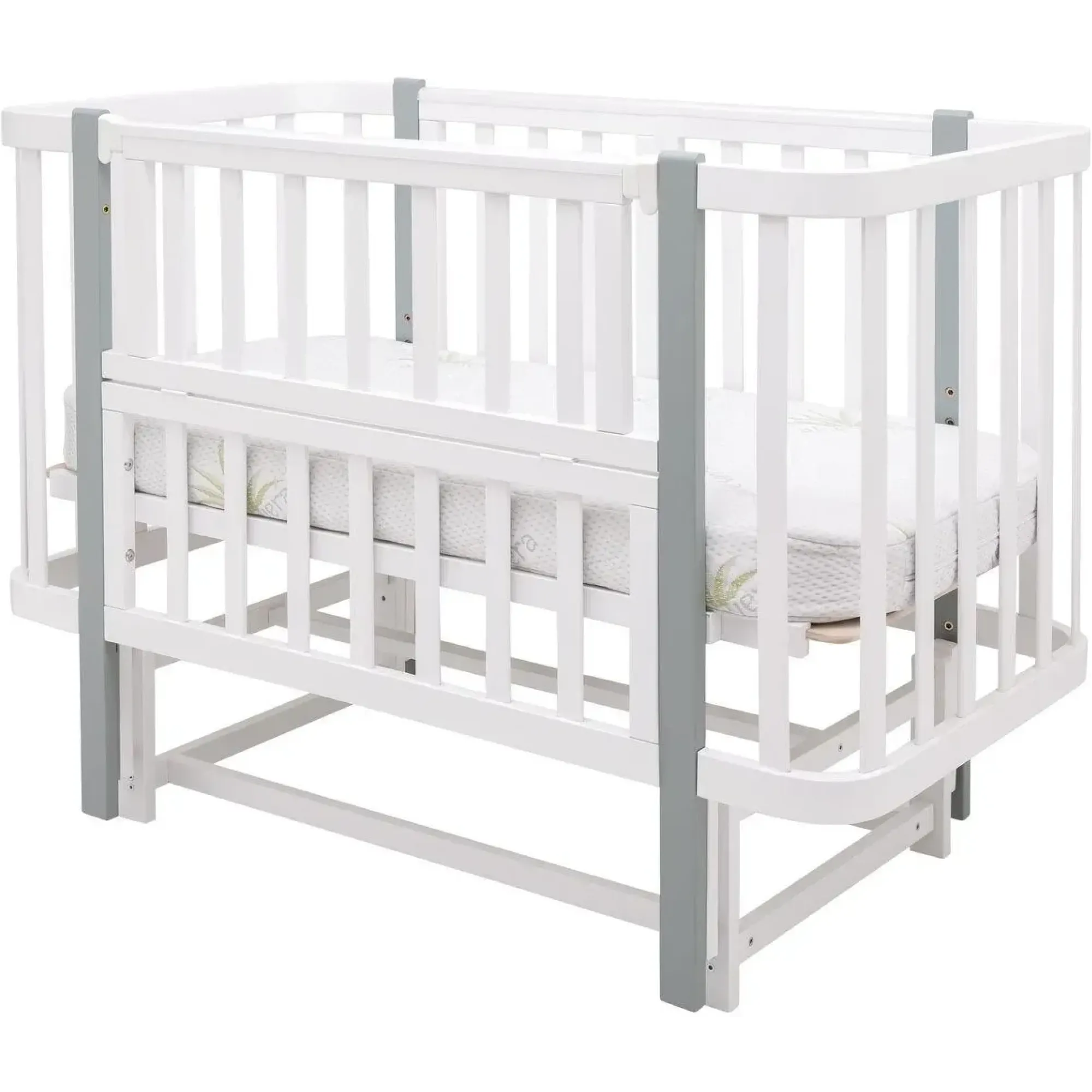 Ліжко Babyroom Місяць LU-2 маятник білий / сірий