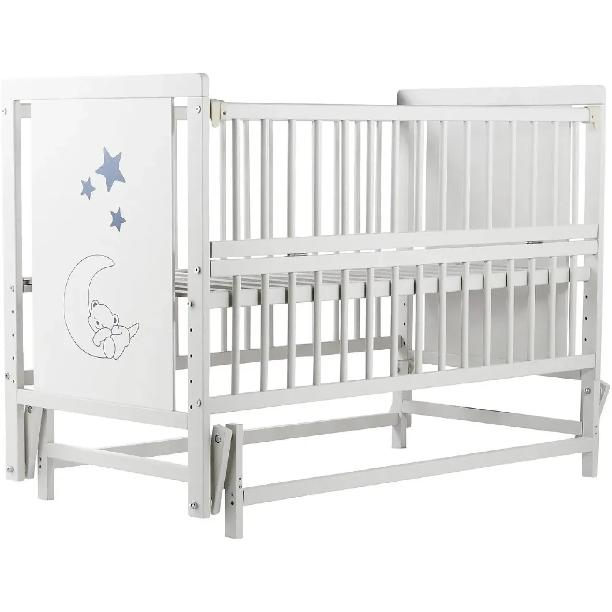 Ліжко Babyroom Ведмедик M-02 маятник, відкидний бік бук білий