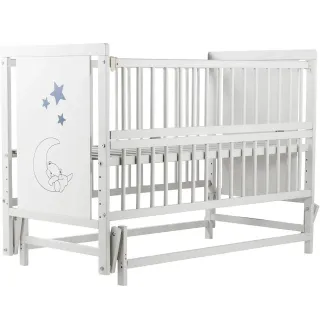 Ліжко Babyroom Ведмедик M-02 маятник, відкидний бік бук білий