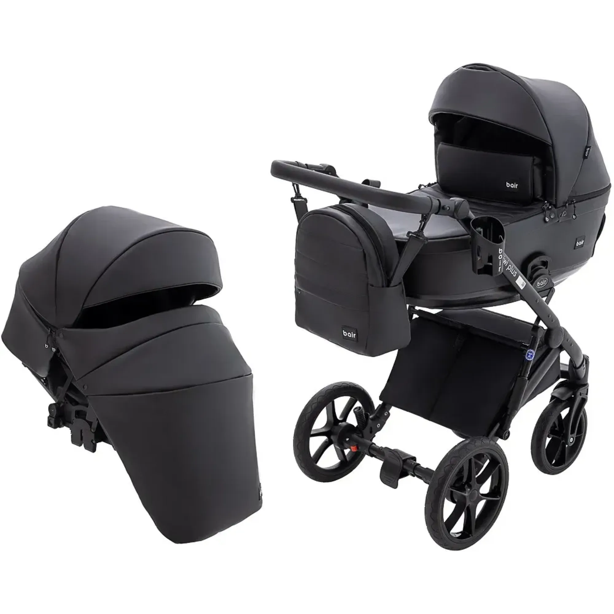 Коляска 2 в 1 Bair Kiwi Plus ECO BKP-15 чорний
