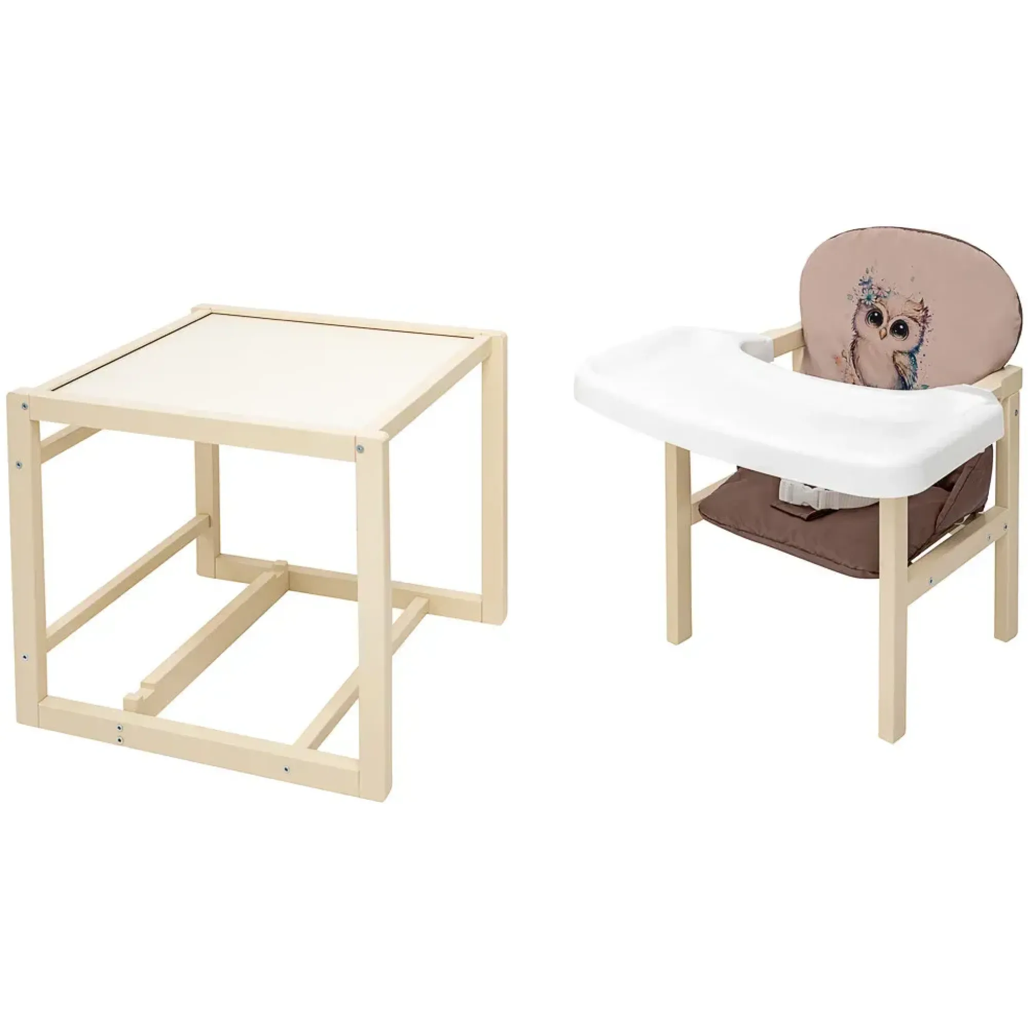 Стільчик-трансформер Babyroom Пеппі-260 слонова кістка капучино / шоколад (сова)