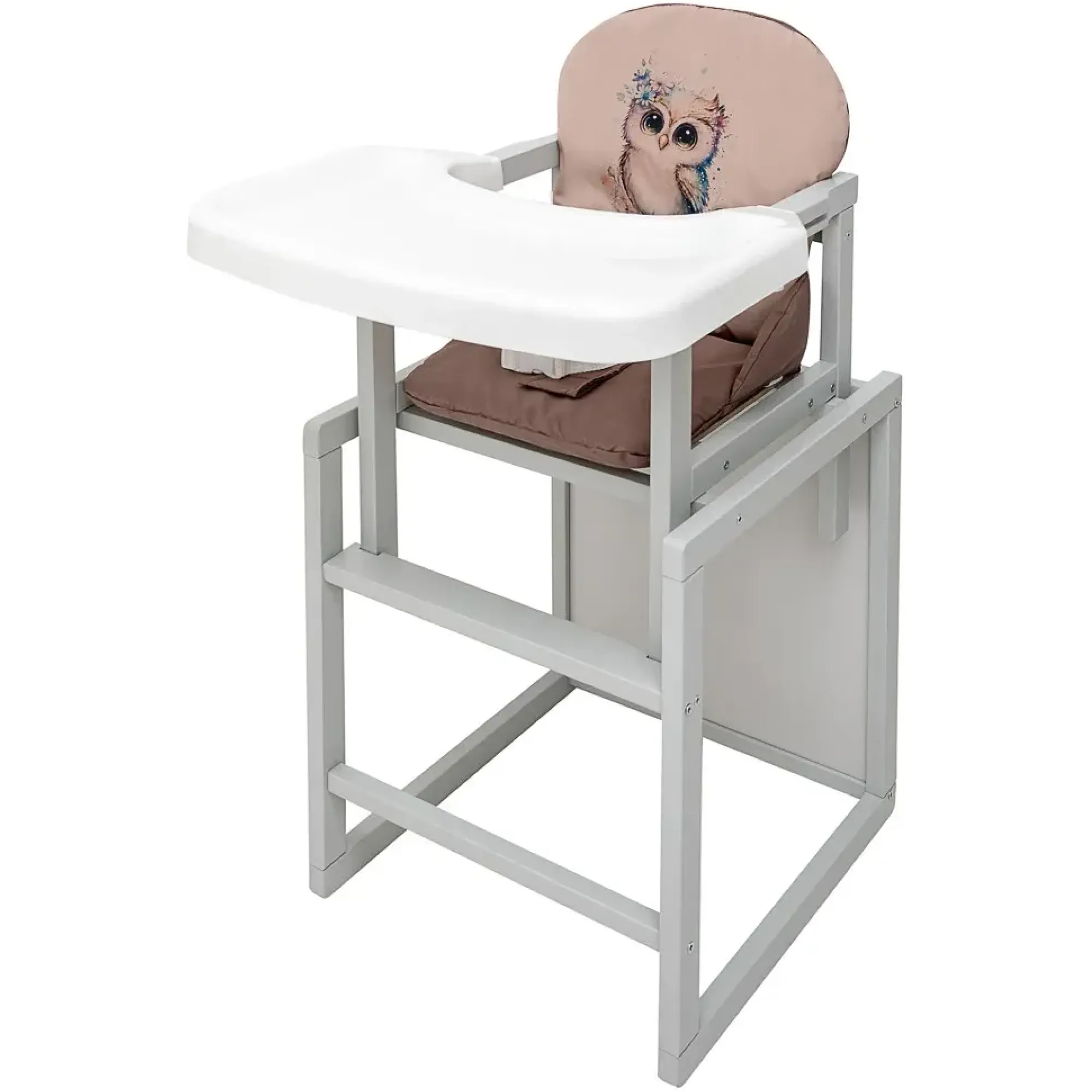 Стільчик-трансформер Babyroom Пеппі-250 сірий капучино / шоколад (сова)