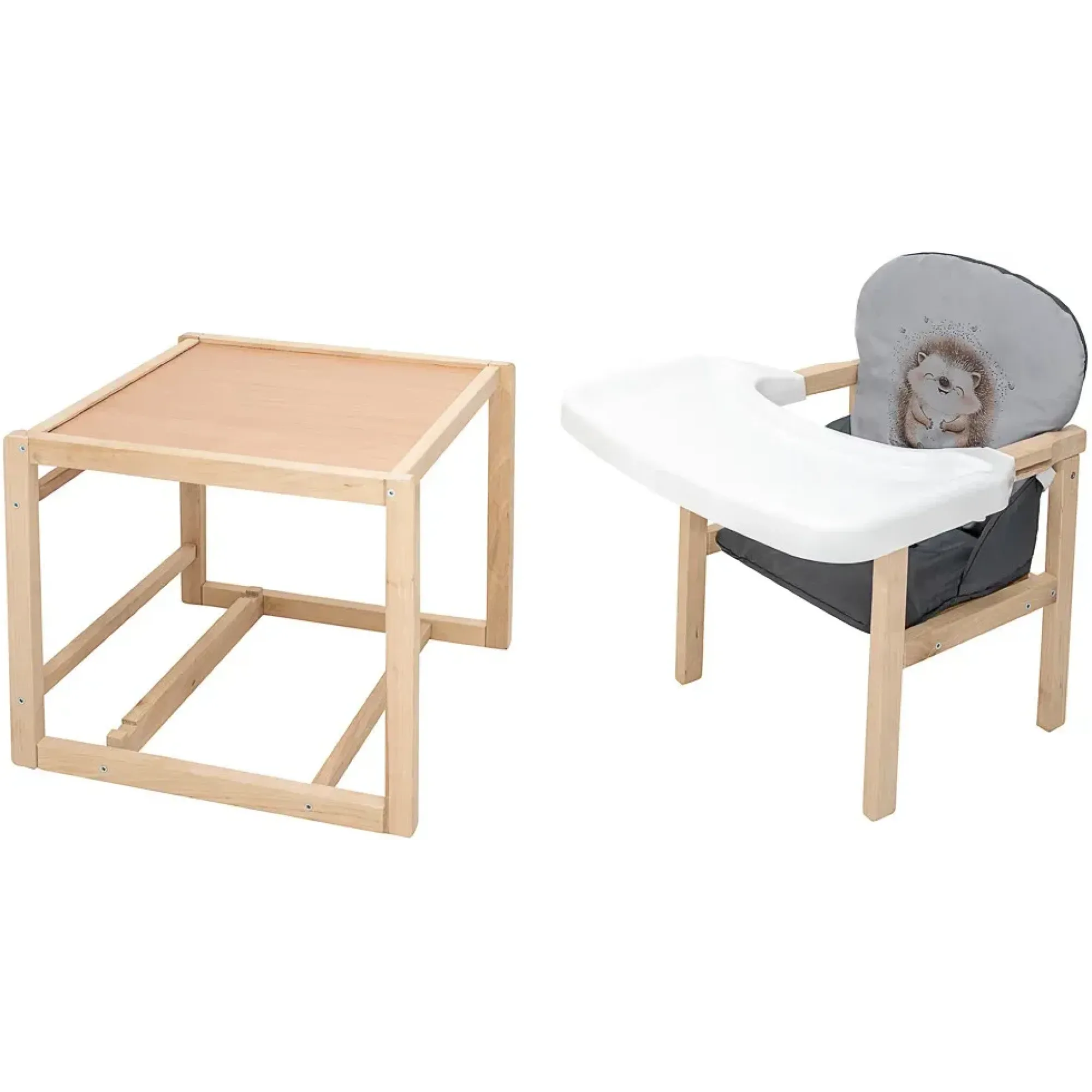 Стільчик-трансформер Babyroom Пеппі-230 eko сірий / графіт (їжачок, серця)