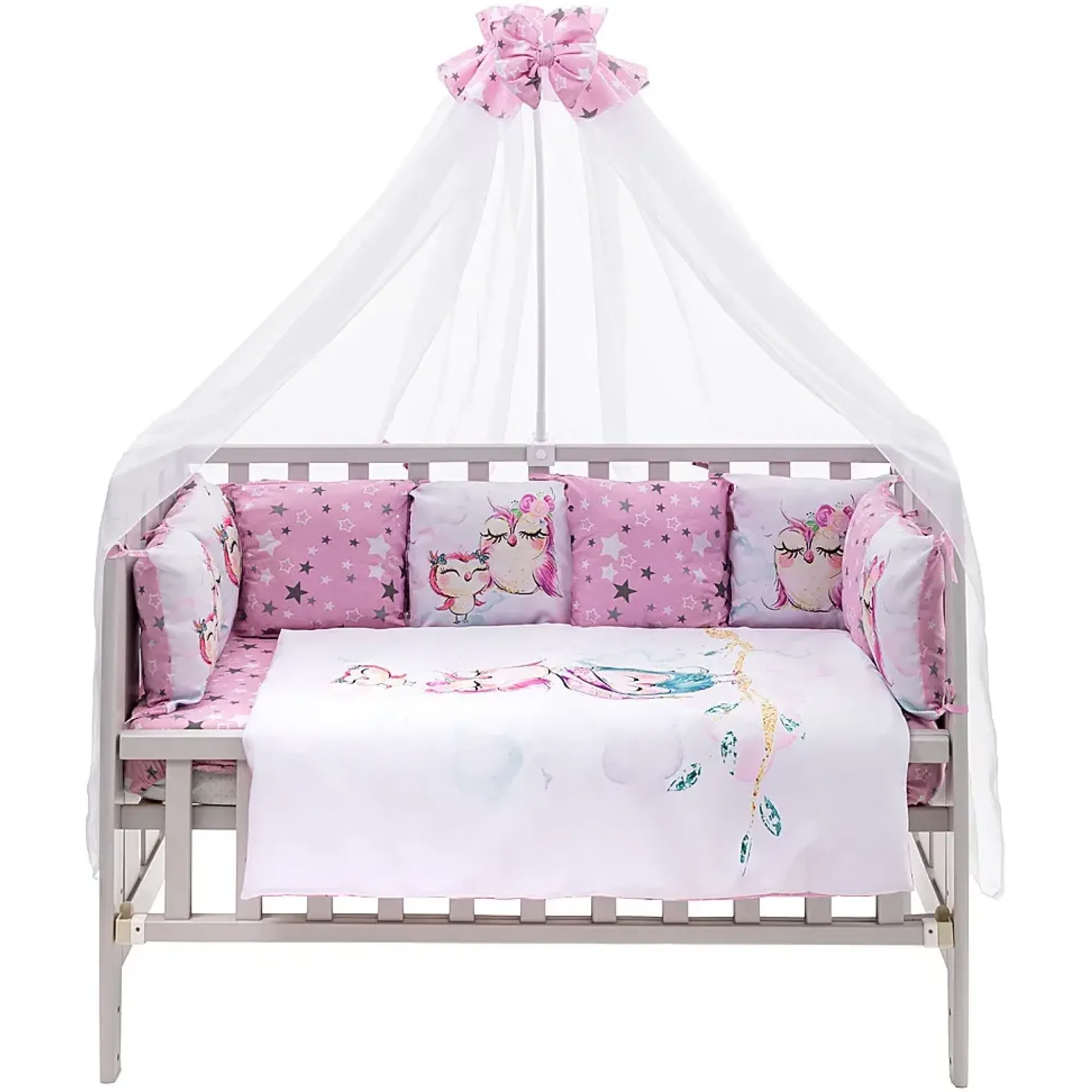 Дитяча постіль Babyroom Bortiki Print-08 рожевий (сови)