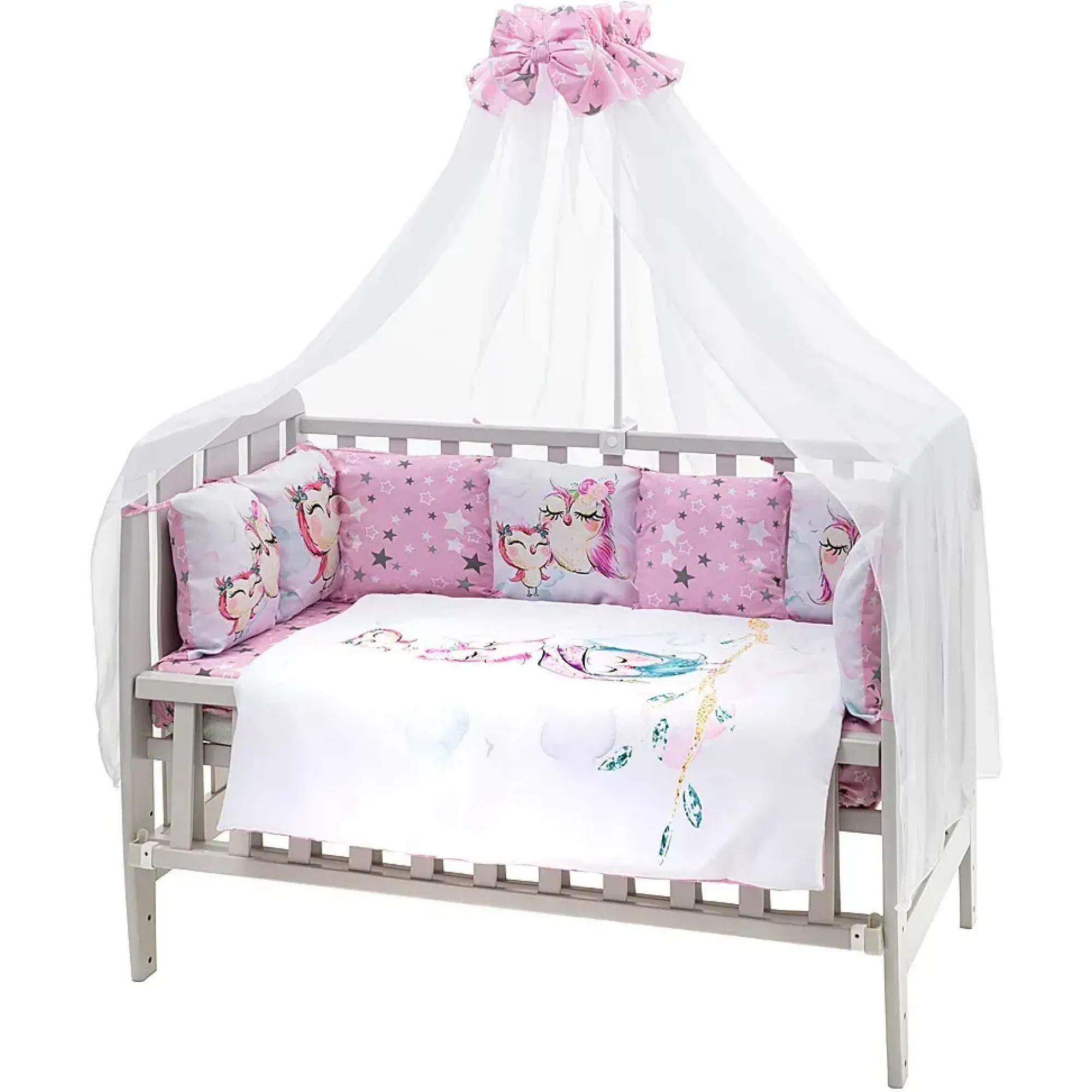 Дитяча постіль Babyroom Bortiki Print-08 рожевий (сови)