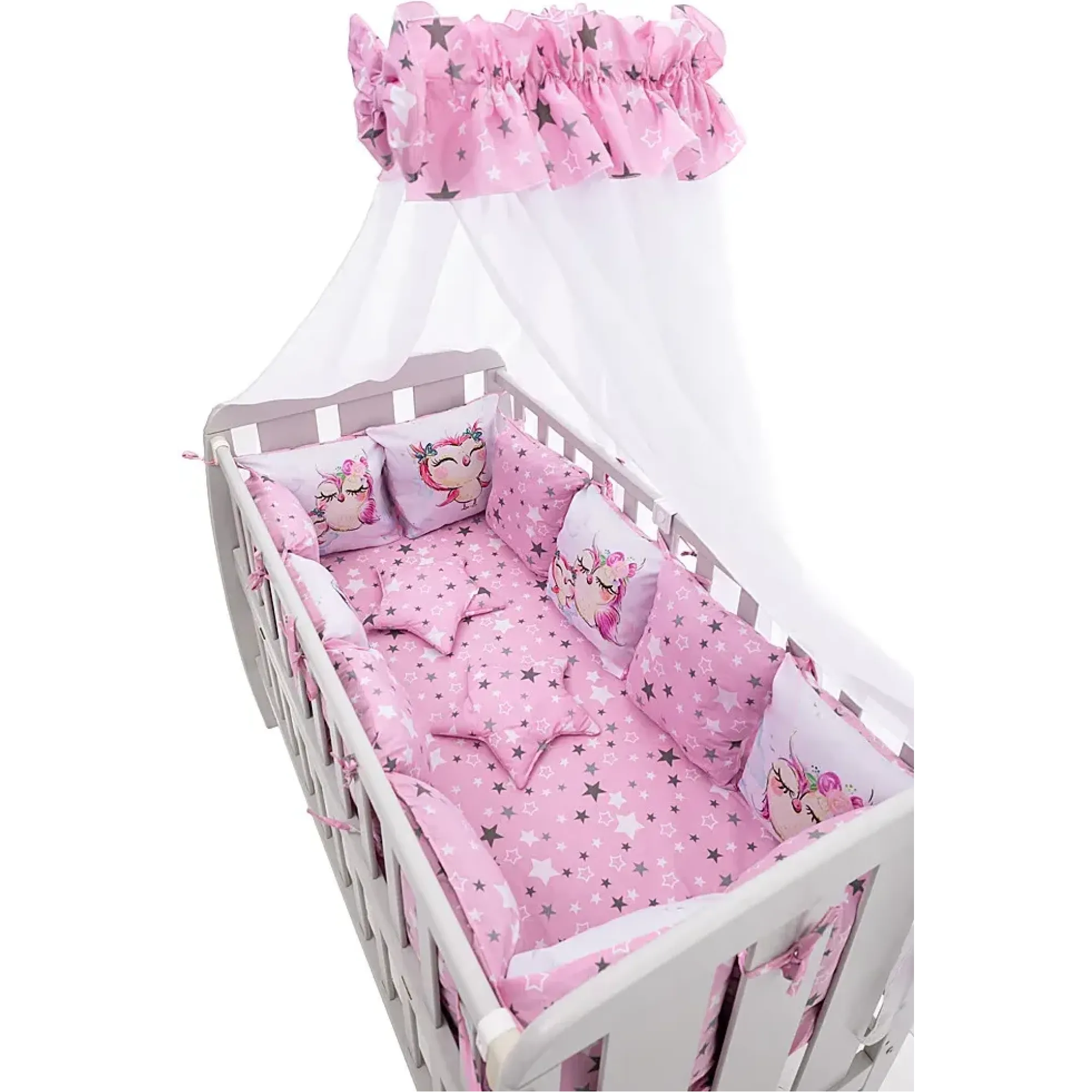 Дитяча постіль Babyroom Bortiki Print-08 рожевий (сови)