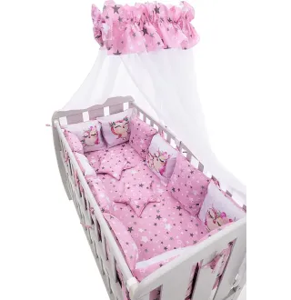 Дитяча постіль Babyroom Bortiki Print-08 рожевий (сови)