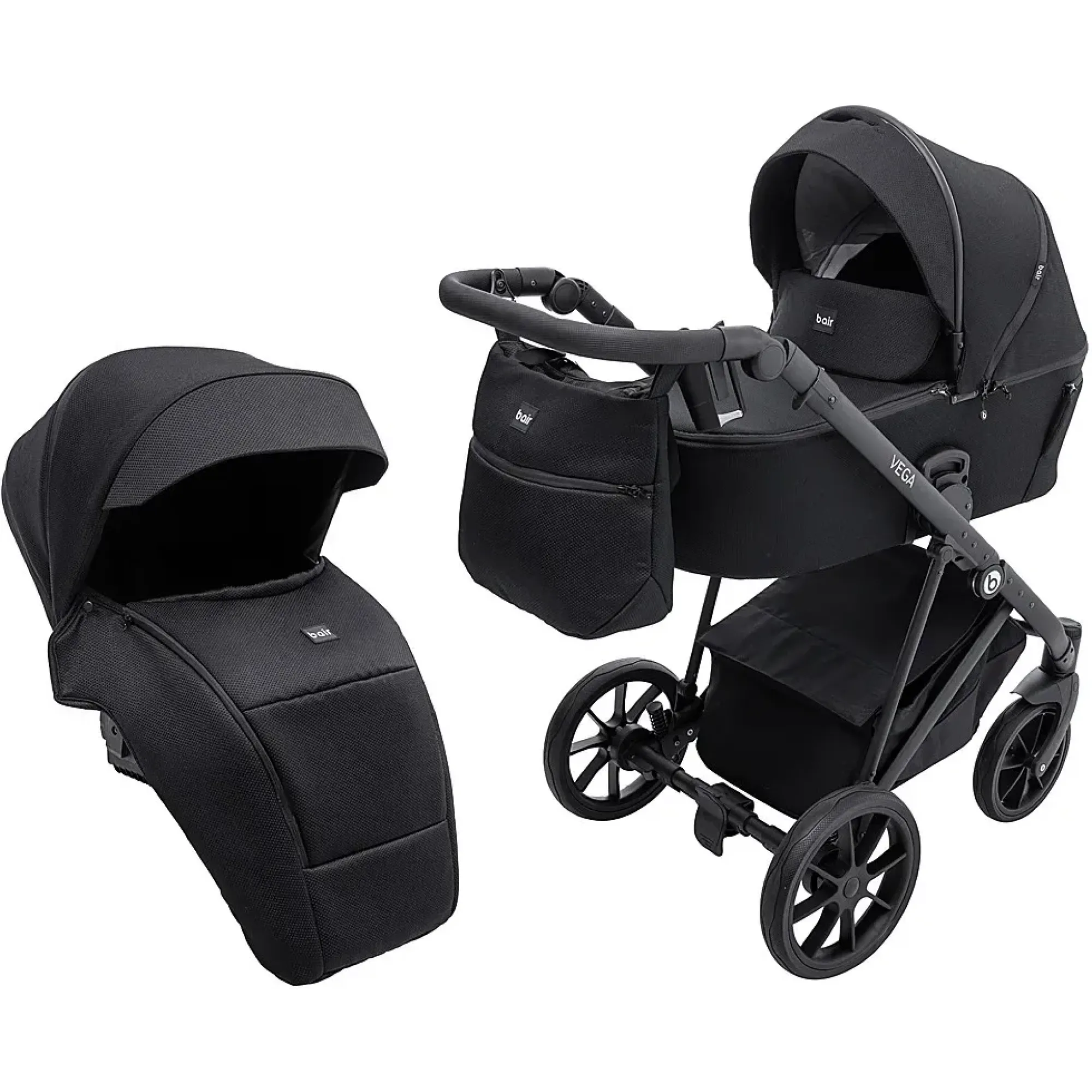 Коляска 2 в 1 Bair Vega Soft VS-05 black чорний