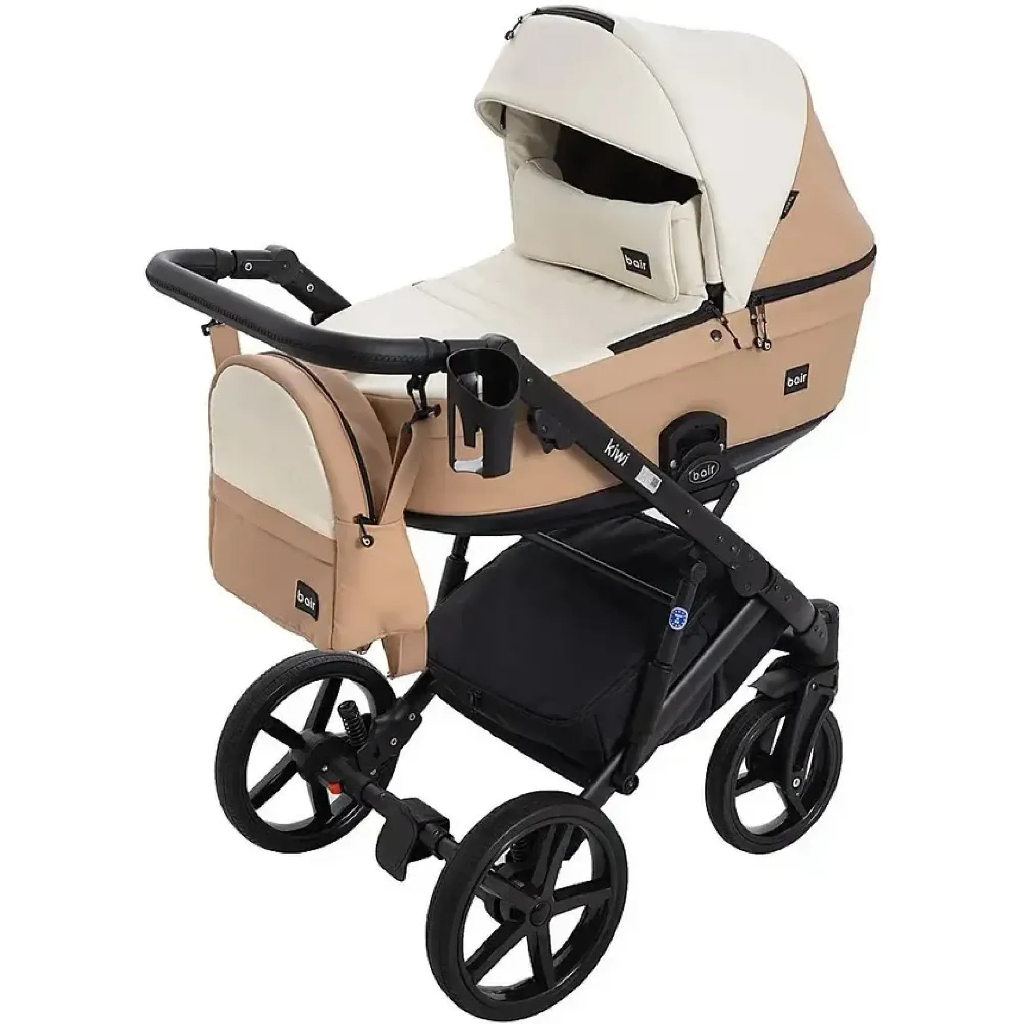 Коляска 2в1 Bair Kiwi BK-55/24 Світло-бежевий / Карамель (екошкіра)