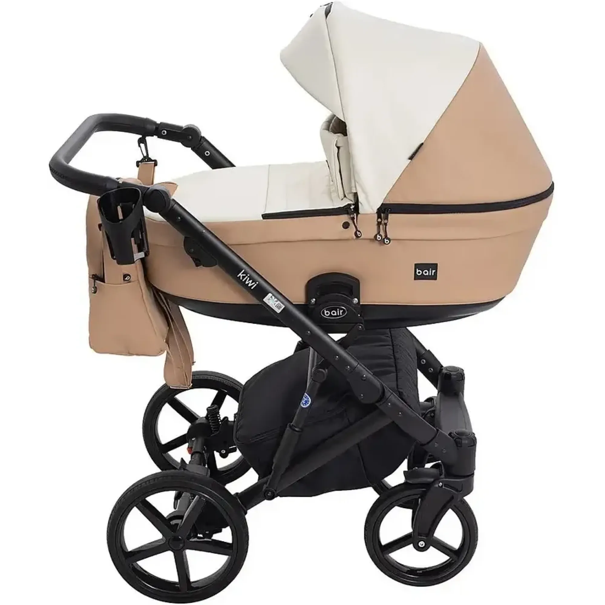 Коляска 2в1 Bair Kiwi BK-55/24 Світло-бежевий / Карамель (екошкіра)