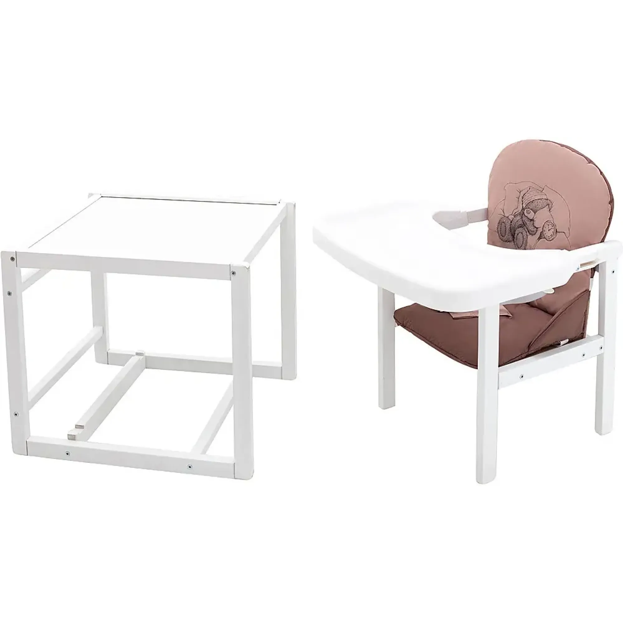 Стільчик-трансформер Babyroom Вінні-240 білий капучино / шоколад (ведмедик з будильником)