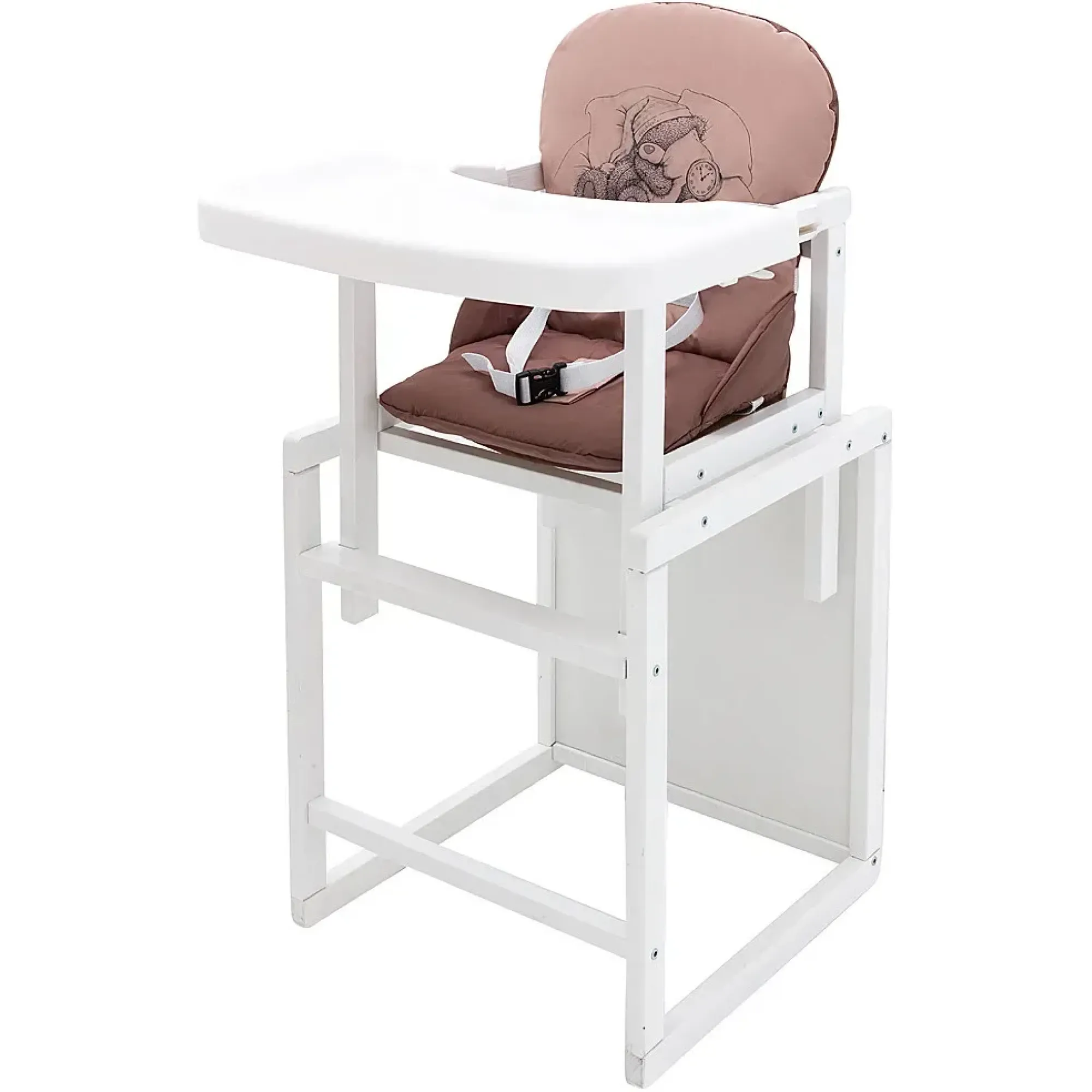 Стільчик-трансформер Babyroom Вінні-240 білий капучино / шоколад (ведмедик з будильником)