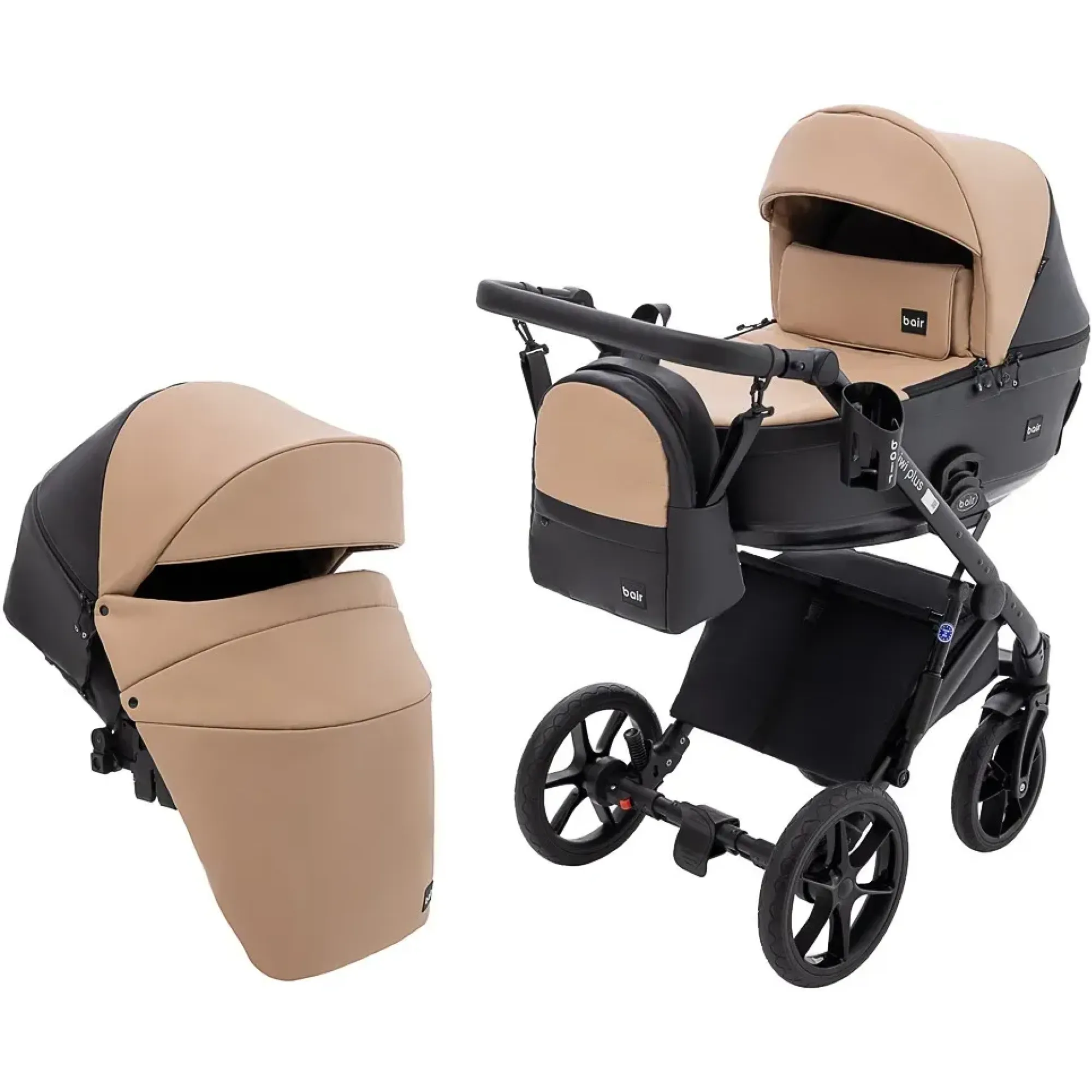 Коляска 2 в 1 Bair Kiwi Plus ECO BKP-18/15 капучино / чорний