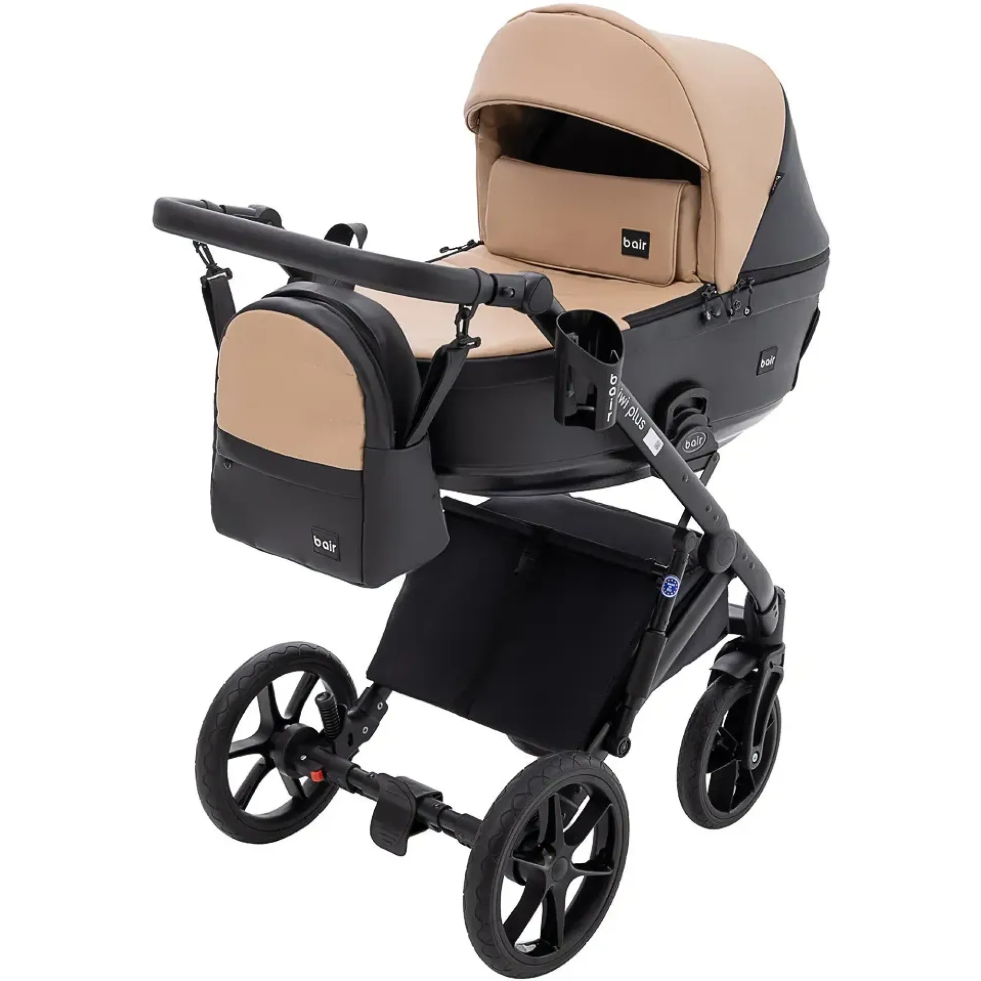 Коляска 2 в 1 Bair Kiwi Plus ECO BKP-18/15 капучино / чорний
