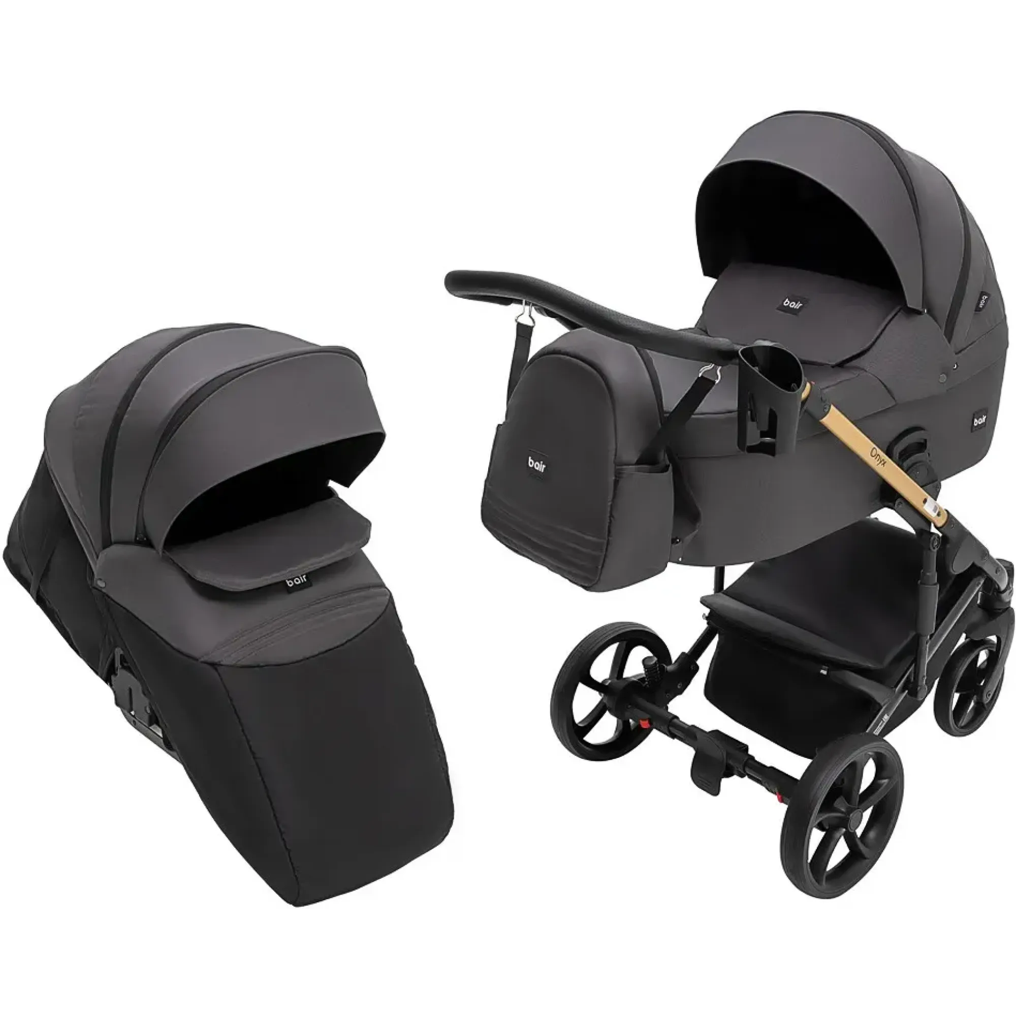 Коляска 2 в 1 Bair Onyx Soft OS-747 чорний