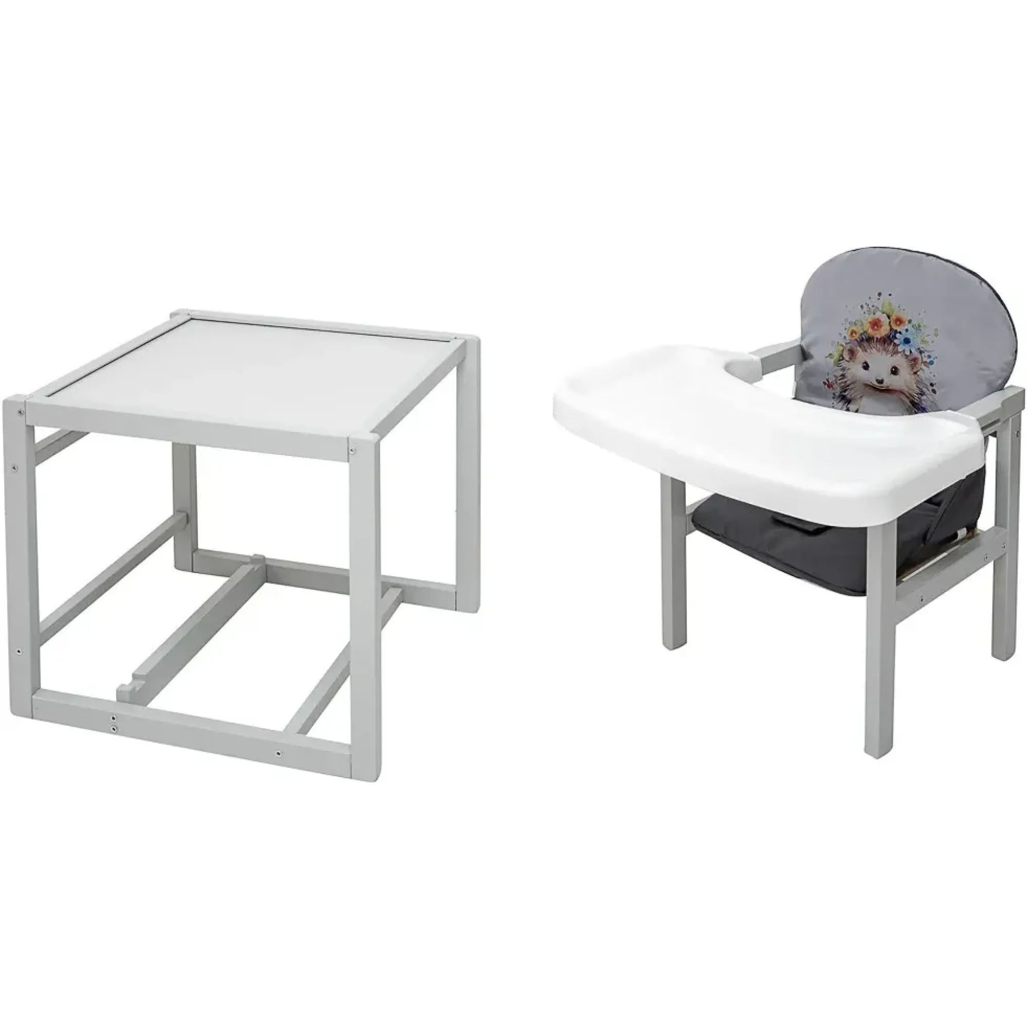 Стільчик-трансформер Babyroom Пеппі-250 сірий сірий / графіт (їжачок, квіти)