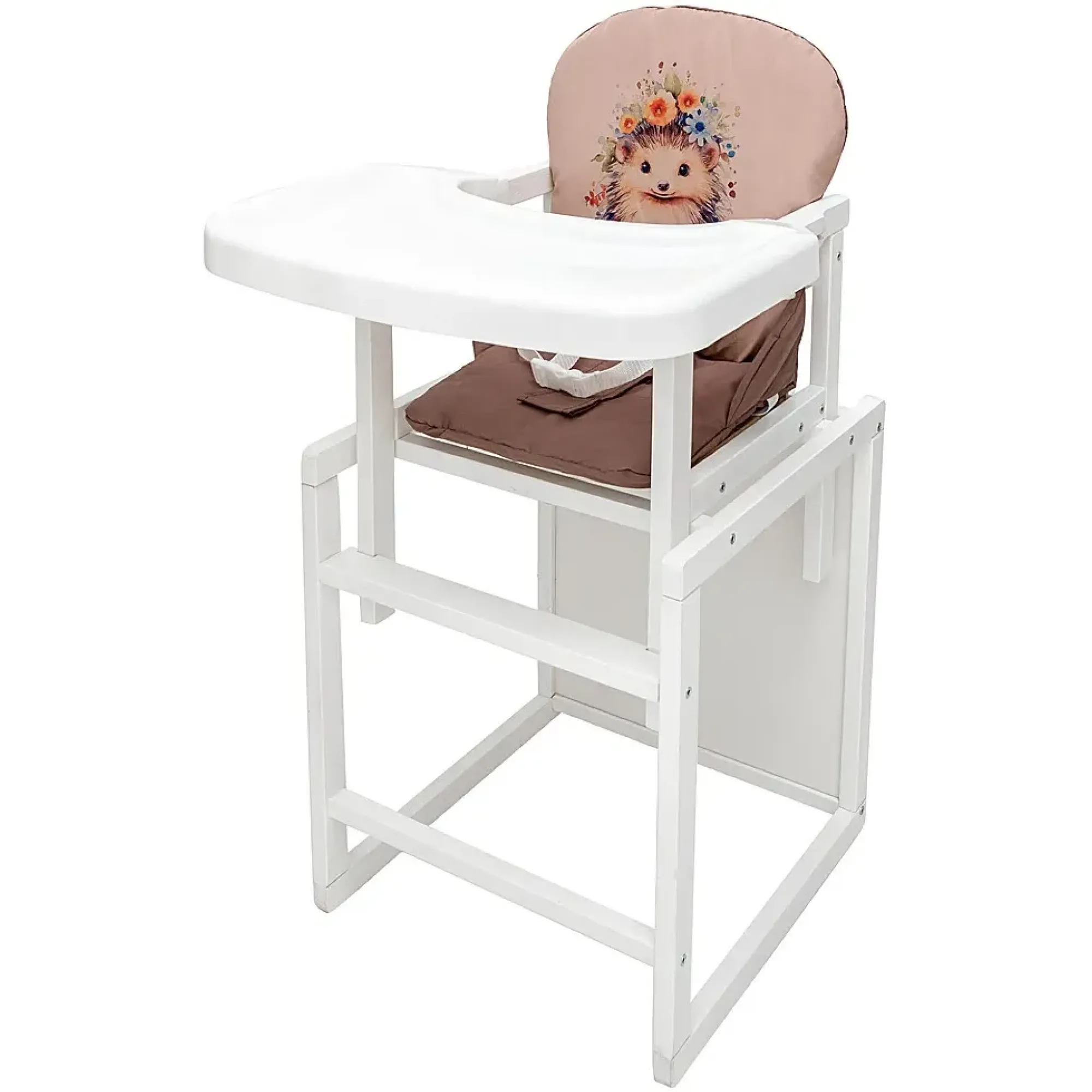 Стільчик-трансформер Babyroom Пеппі-240 білий капучино / шоколад (їжачок, квіти)