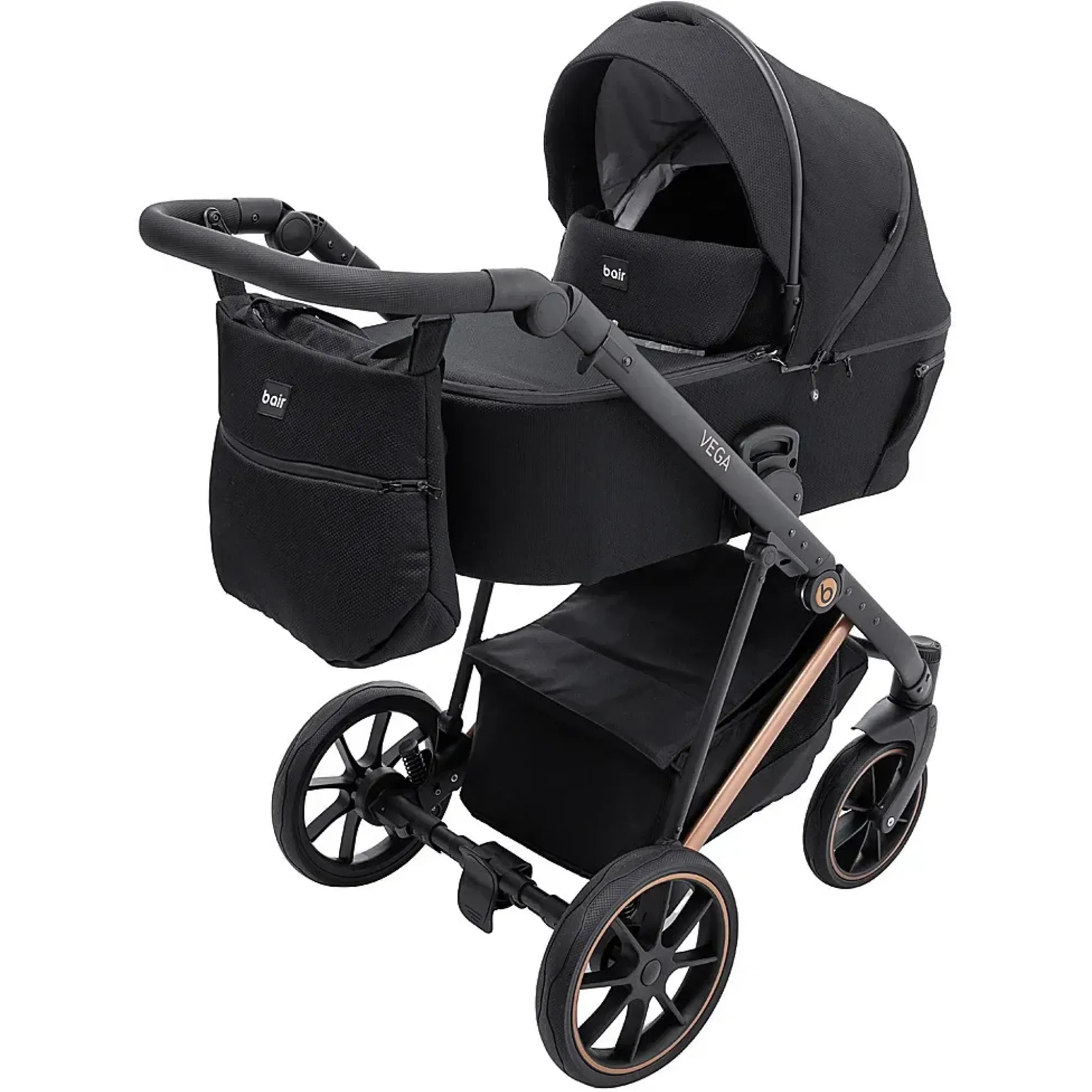 Коляска 2 в 1 Bair Vega Soft VSM-05 black magma чорний