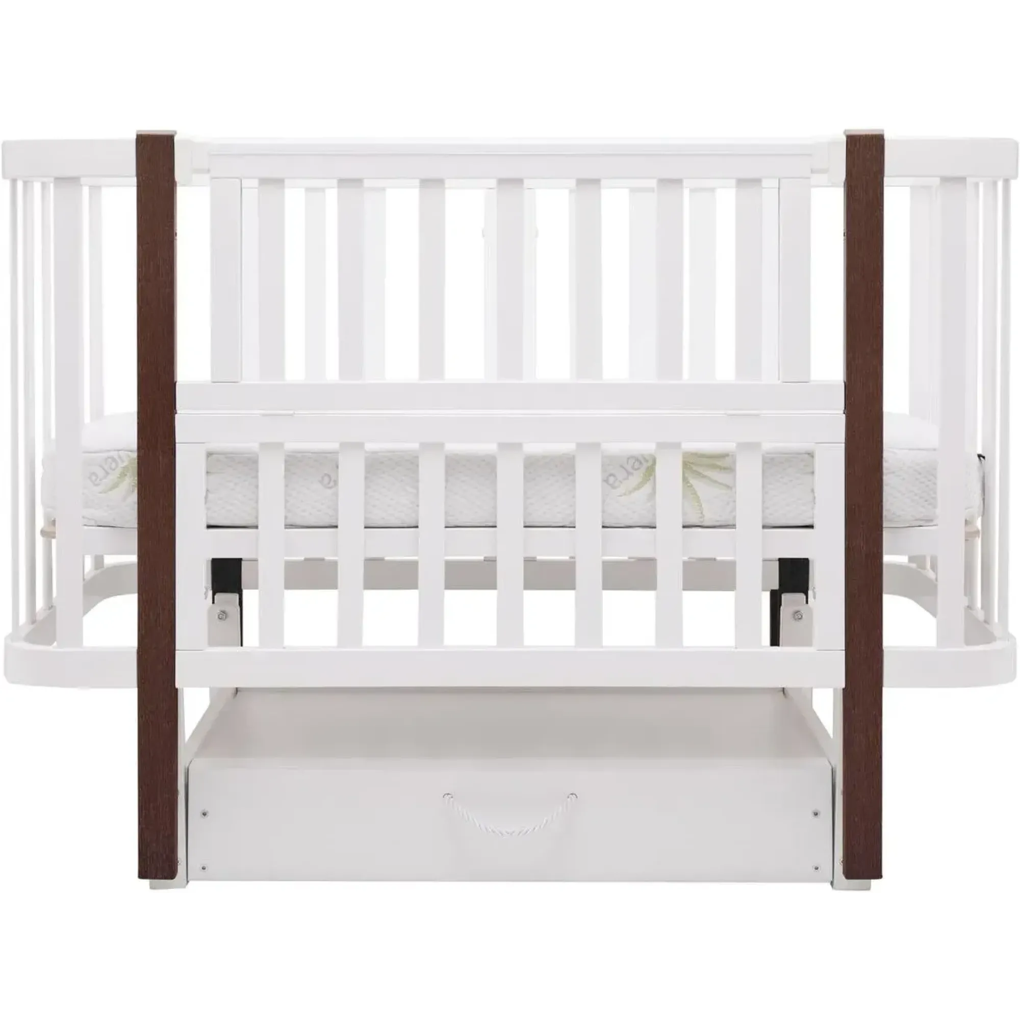 Ліжко Babyroom Місяць LU-3 маятник, шухляда білий / венге