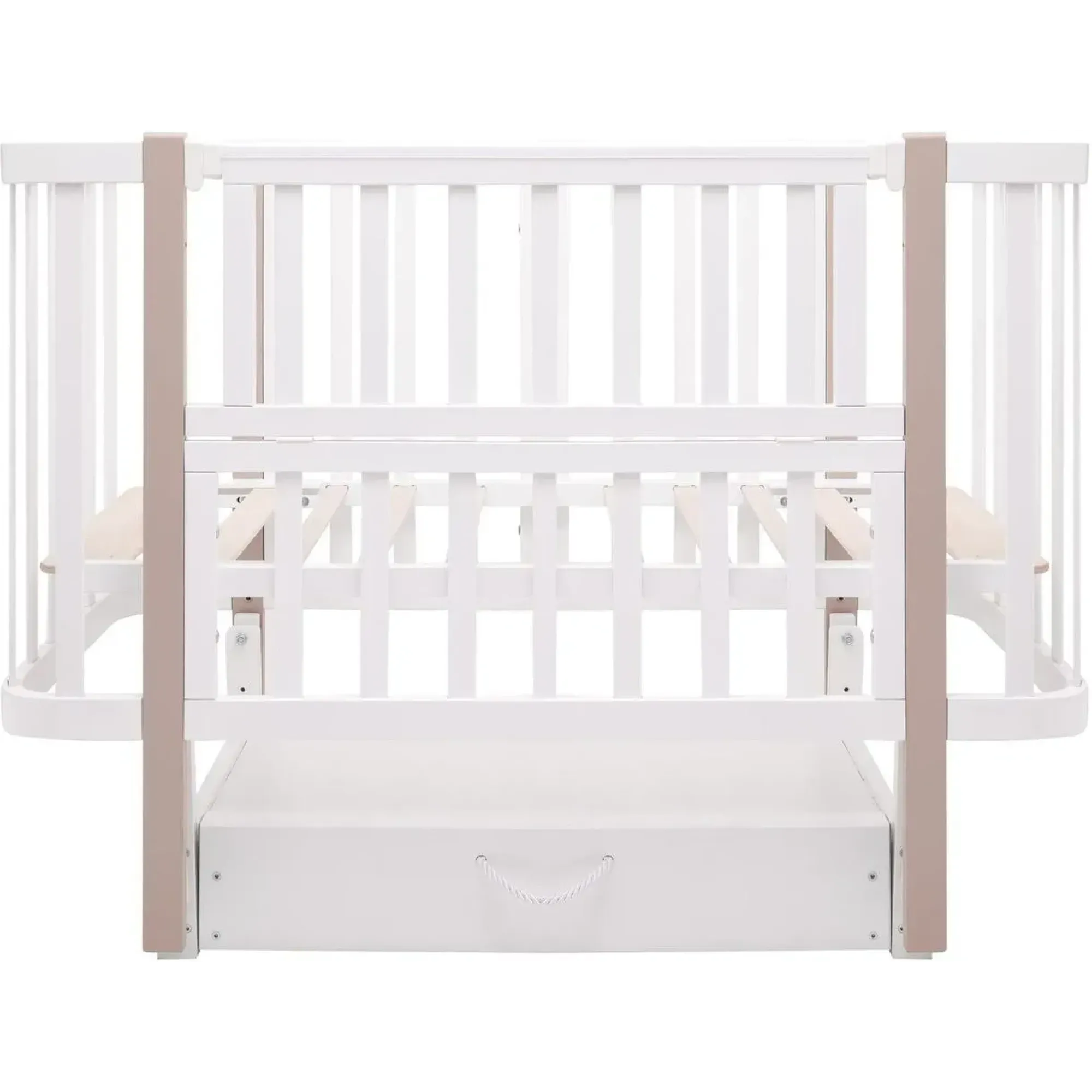Ліжко Babyroom Місяць LU-3 маятник, шухляда білий / капучино