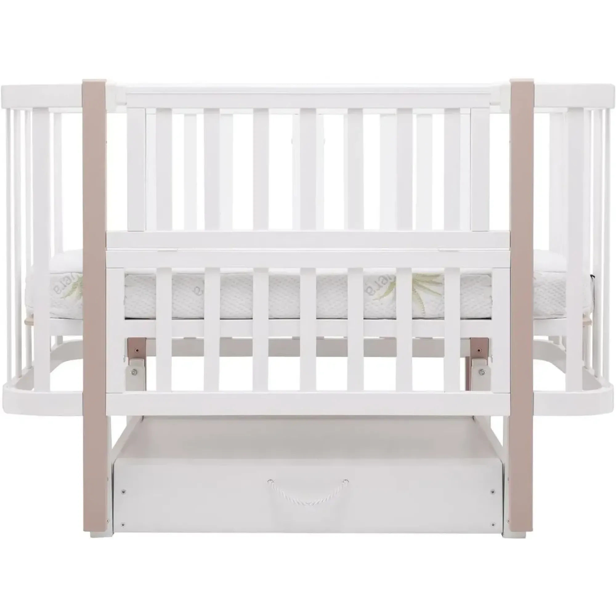 Ліжко Babyroom Місяць LU-3 маятник, шухляда білий / капучино